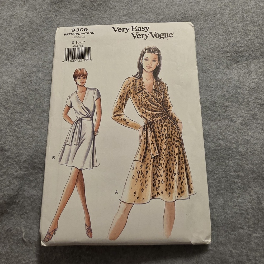 Vogue Very Easy Very Vogue Wrap Dress Sewing Pattern Sz 8-12 9309 Womens